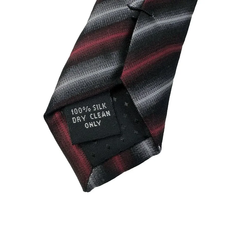 Joseph & Feiss Silk Tie Black Red Gray Diagonal Stripe Men Necktie 59 x3.75 Flaw
